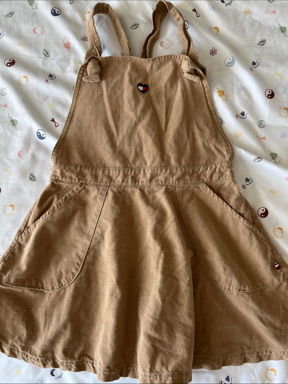 Tommy Hilfiger, Kids Brown Corduroy Overall Skirt - Heart Patch